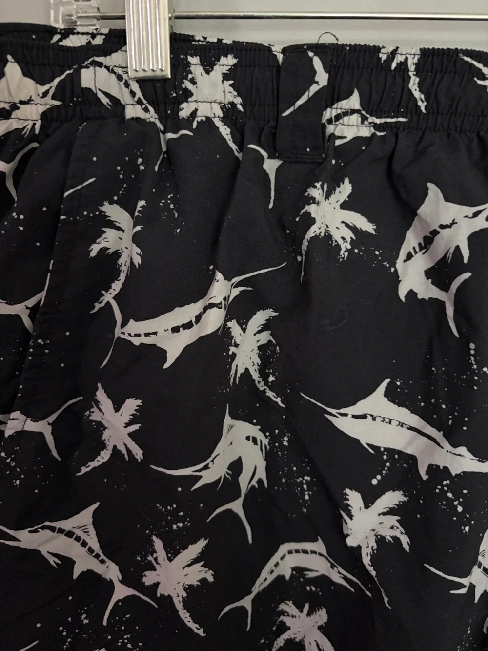 Columbia PFG Swim Trunks Mens XL Black White Swordfish Drawstring Shorts AOP